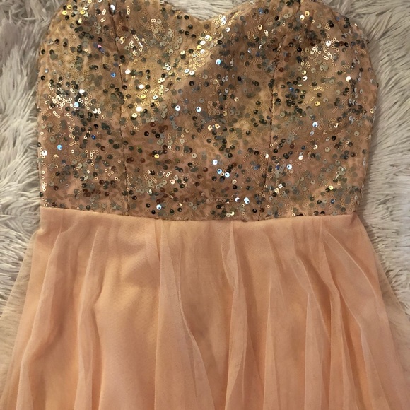Speechless Rose Gold Chiffon/Sequin Valentine’s Cocktail Dress - Picture 2 of 8